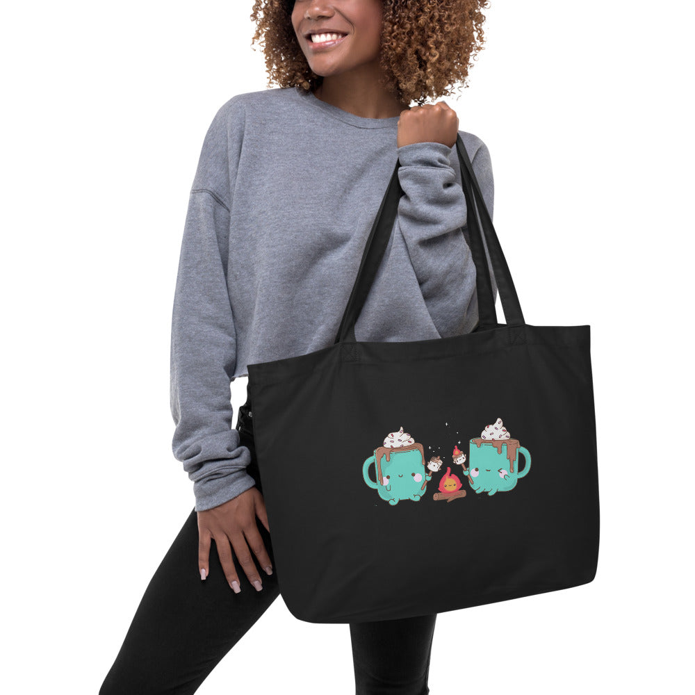 Hot Chocolate Campfire Large Tote Bag